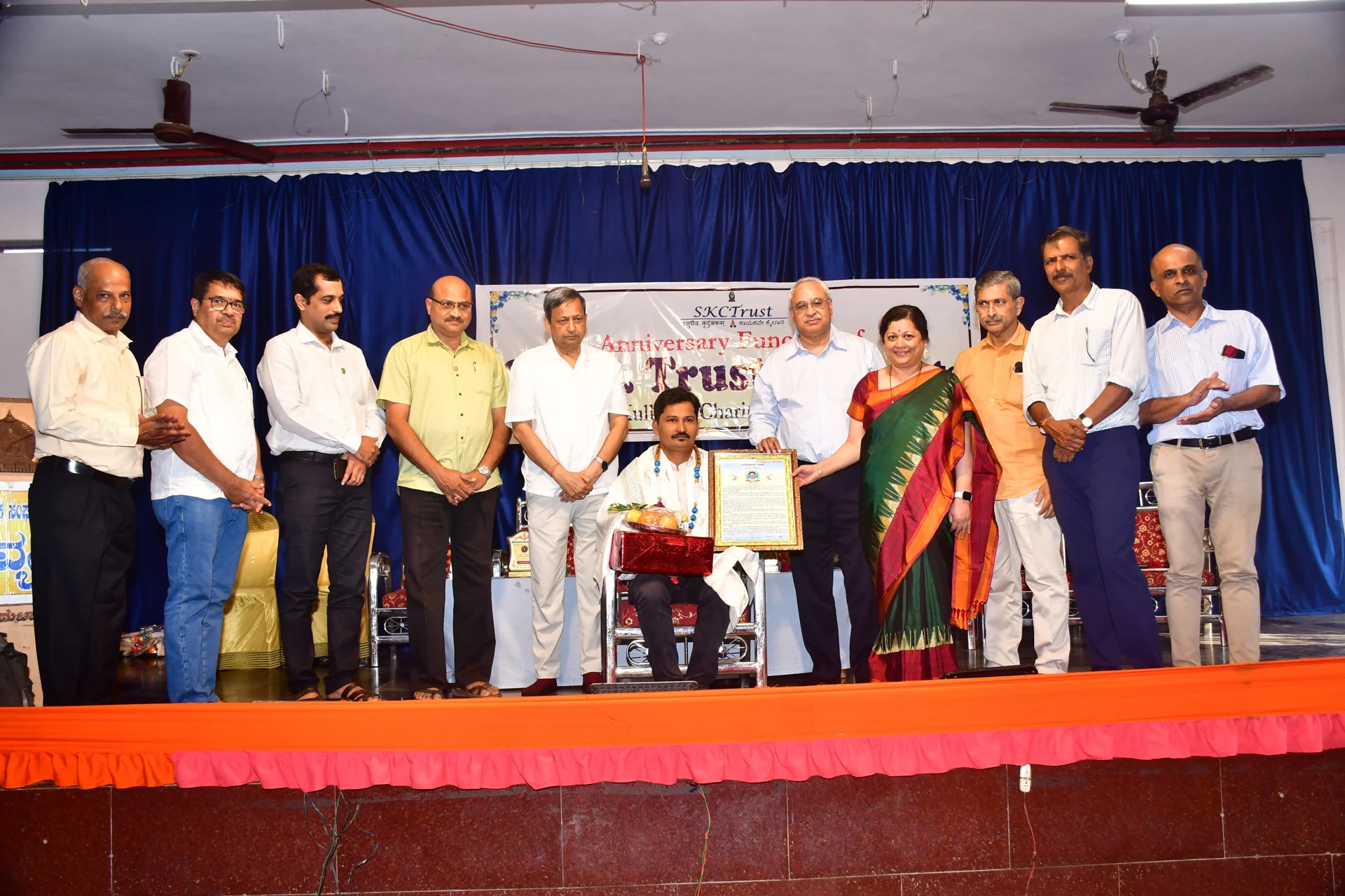 An innovative young farmer being facilitated in the 5th anniversary function of the Trust