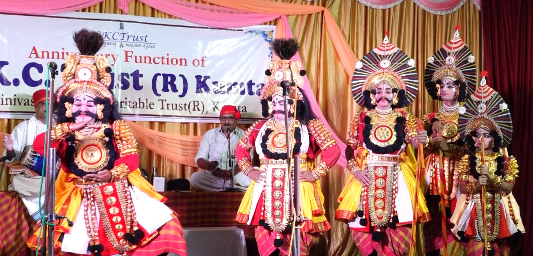 A still from the Yakshagaana play Gadayuddha Played at the 4th anniversary fuction of the Trust