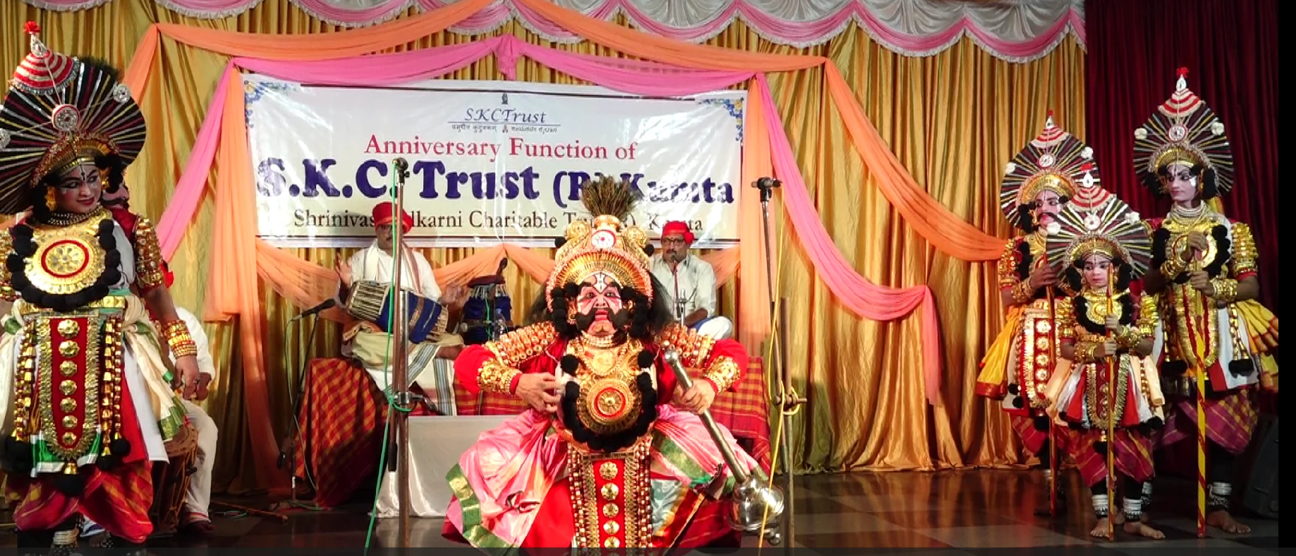A still from the Yakshagaana play Gadayuddha Played at the 4th anniversary fuction of the Trust